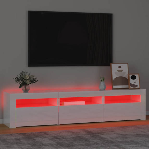 The Living Store TV-meubel Hoogglans wit - 180 x 35 x 40 cm - RGB LED-verlichting