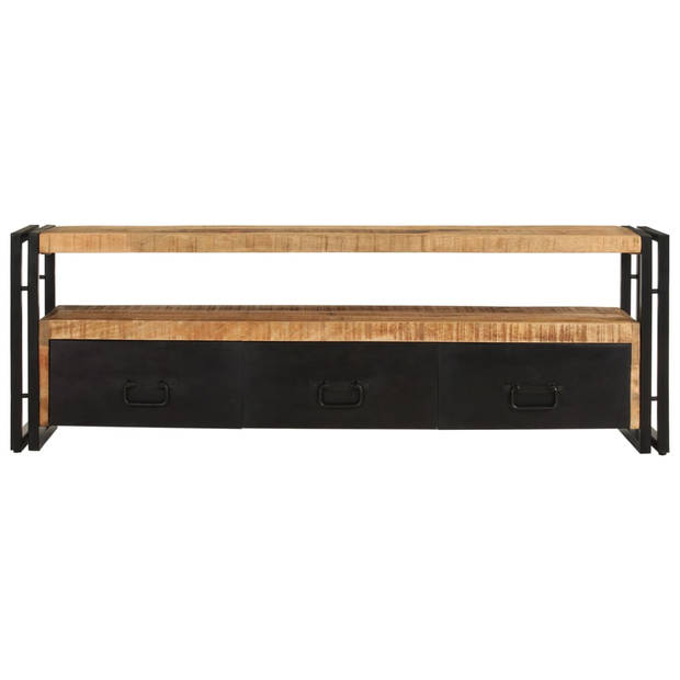 The Living Store Industrieel TV-meubel - Massief mangohout - 120 x 30 x 40 cm - 3 lades