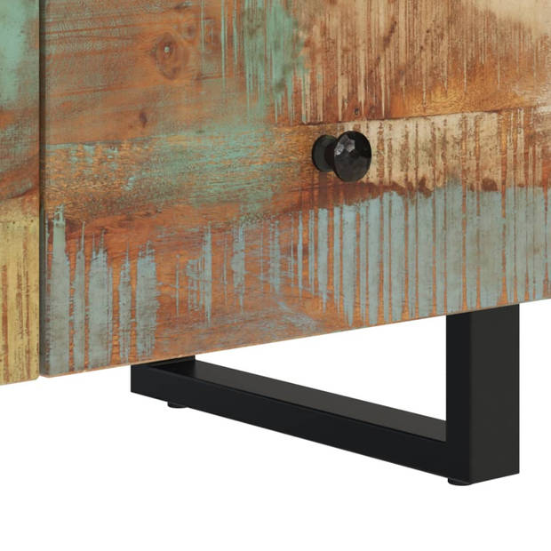 The Living Store Tv-meubel Industrieel - 70 x 33 x 46 cm - Massief gerecycled hout - Zwart frame