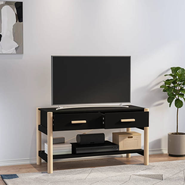 The Living Store Televisiemeubel - Klassiek - Zwart - 82 x 38 x 45 cm - Duurzaam hout
