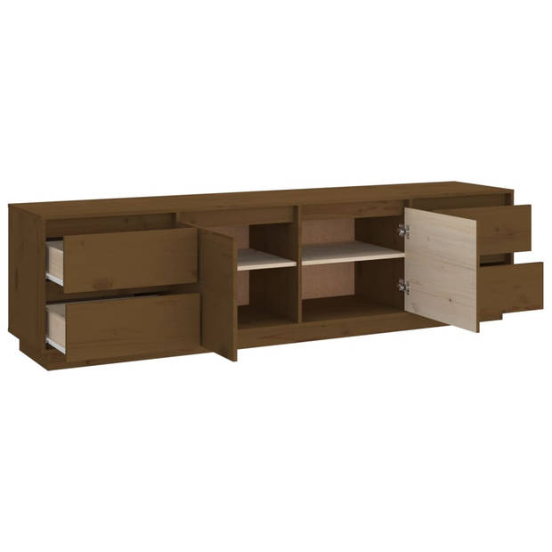 The Living Store Televisiekastenset Grenenhout - 176 x 37 x 47.5 cm - Honingbruin