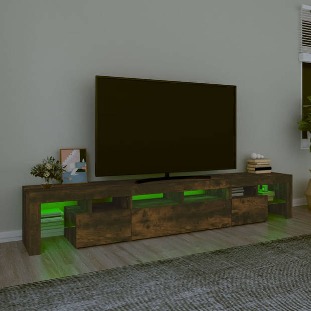 The Living Store TV-meubel - Middelgroot - Gerookt Eiken - 230 x 36.5 x 40 cm - RGB LED