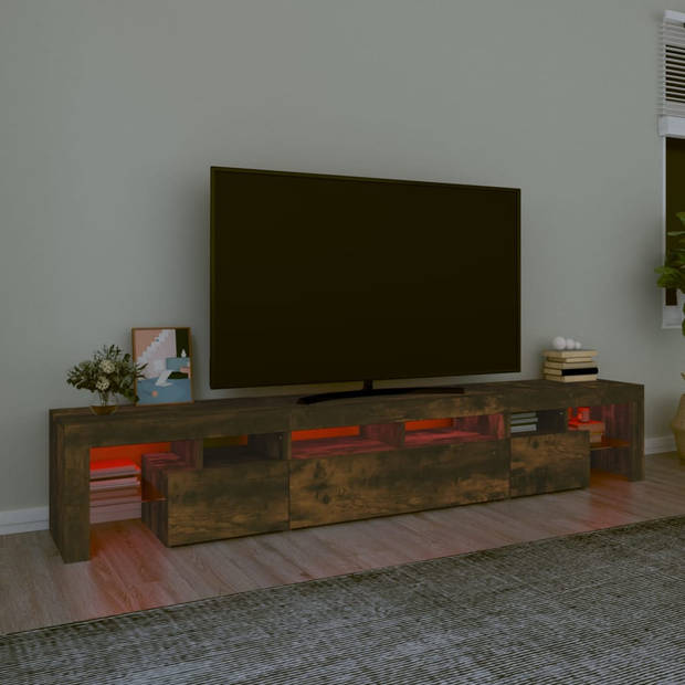 The Living Store TV-meubel - Middelgroot - Gerookt Eiken - 230 x 36.5 x 40 cm - RGB LED