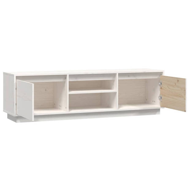 The Living Store Tv-meubel - Grenenhout - 140 x 35 x 40 cm - Wit