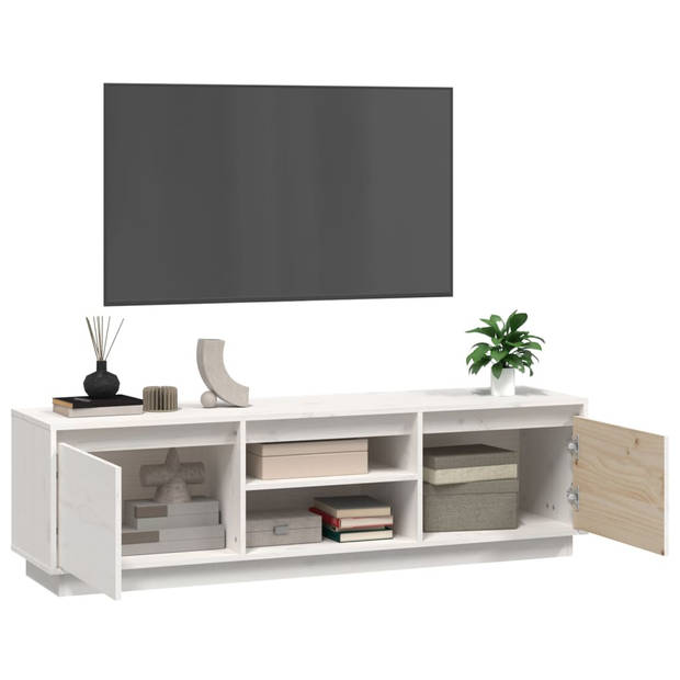 The Living Store Tv-meubel - Grenenhout - 140 x 35 x 40 cm - Wit