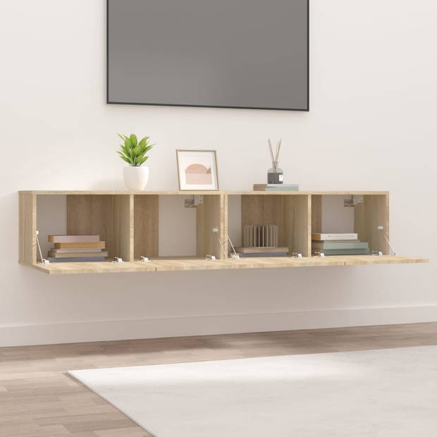 The Living Store TV-meubel - praktische televisiekasten - 80 x 30 x 30 cm - Kleur- sonoma eiken