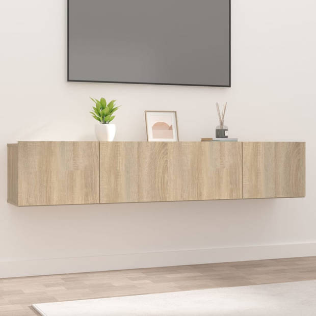 The Living Store TV-meubel - praktische televisiekasten - 80 x 30 x 30 cm - Kleur- sonoma eiken