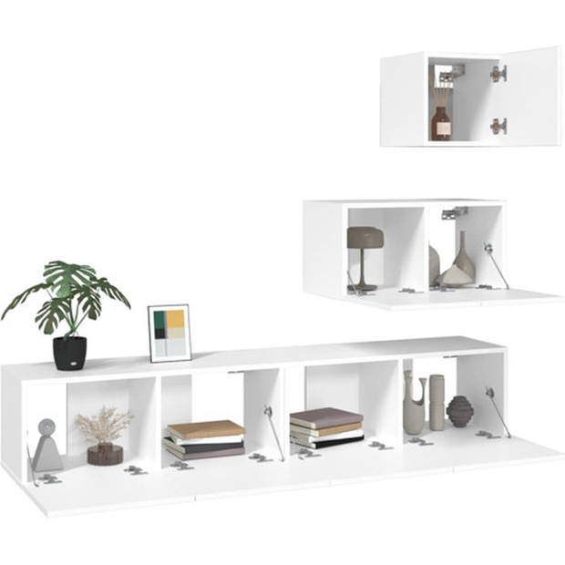 The Living Store TV-meubelset - Wit - 30.5 x 30 x 30 cm / 60 x 30 x 30 cm / 80 x 30 x 30 cm