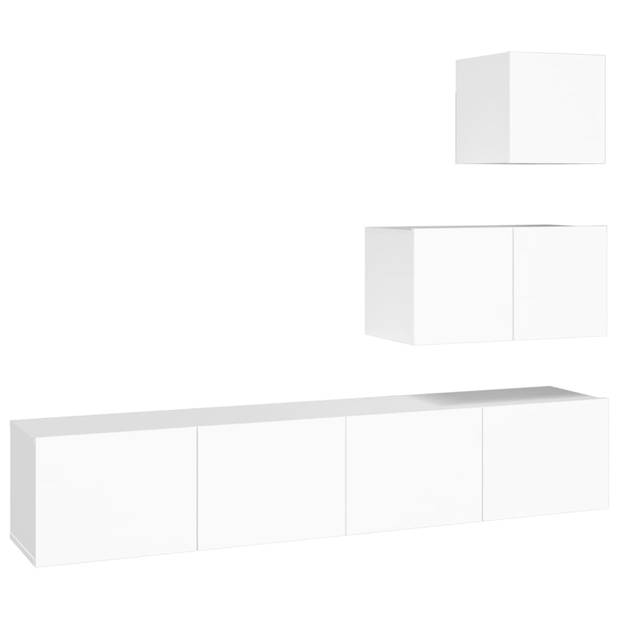 The Living Store TV-meubelset - Wit - 30.5 x 30 x 30 cm / 60 x 30 x 30 cm / 80 x 30 x 30 cm