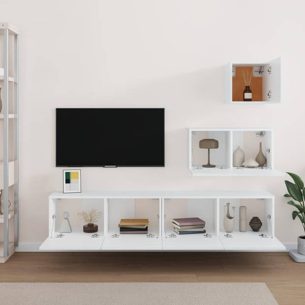 The Living Store TV-meubelset - Wit - 30.5 x 30 x 30 cm / 60 x 30 x 30 cm / 80 x 30 x 30 cm