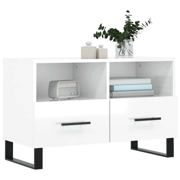 The Living Store Televisiekast - Trendy - Stijlvolle TV-meubel - 80 x 36 x 50 cm - Hoogglans wit