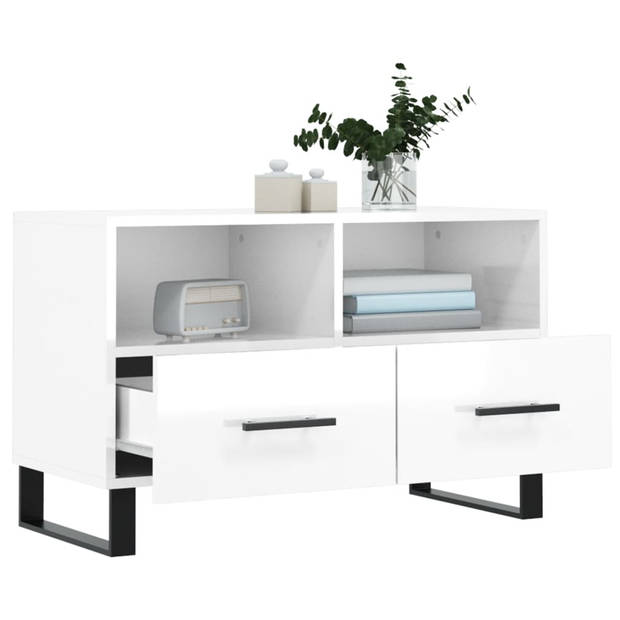 The Living Store Televisiekast - Trendy - Stijlvolle TV-meubel - 80 x 36 x 50 cm - Hoogglans wit