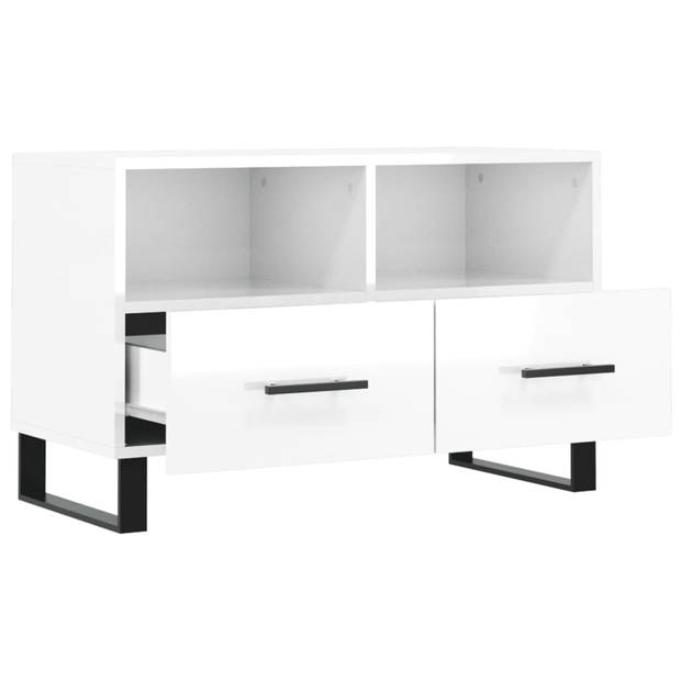 The Living Store Televisiekast - Trendy - Stijlvolle TV-meubel - 80 x 36 x 50 cm - Hoogglans wit