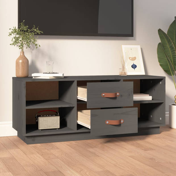 The Living Store TV-meubel - Houten televisiemeubel - Media-kast - Afmeting- 100 x 34 x 40 cm - Kleur- Grijs