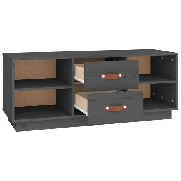 vidaXL Tv-meubel 100x34x40 cm massief grenenhout grijs