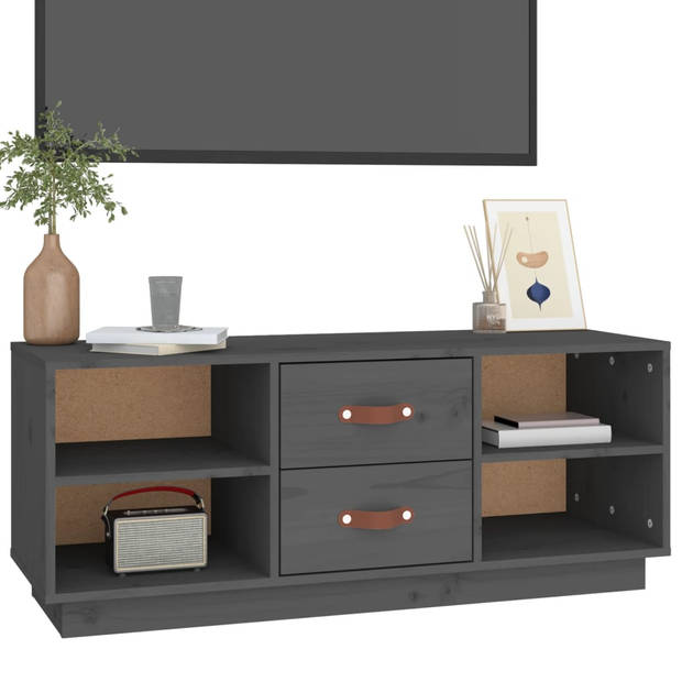 vidaXL Tv-meubel 100x34x40 cm massief grenenhout grijs