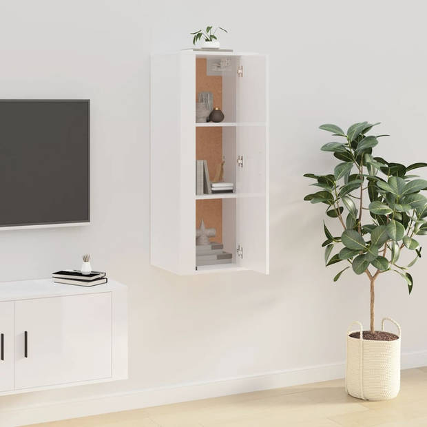 The Living Store Televisiewandmeubel - naam - Tv-meubel - 40 x 34.5 x 100 cm - Hoogglans wit