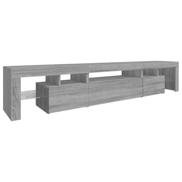 The Living Store TV-meubel - LED-verlichting - Grijs Sonoma Eiken - 215 x 36.5 x 40 cm (L x B x H) - Bewerkt hout