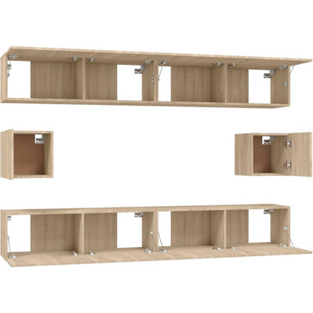 The Living Store Televisiemeubelset - Sonoma eiken - 4x 100x30x30cm - 2x 30.5x30x30cm