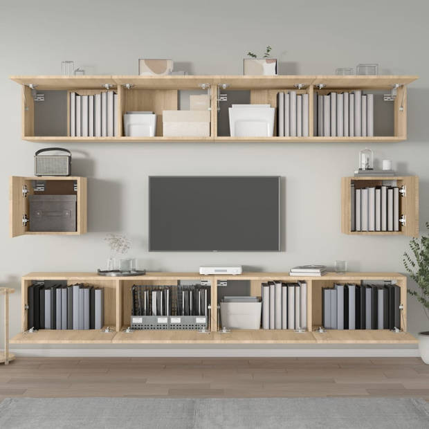 The Living Store Televisiemeubelset - Sonoma eiken - 4x 100x30x30cm - 2x 30.5x30x30cm