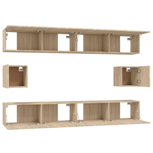 The Living Store Televisiemeubelset - Sonoma eiken - 4x 100x30x30cm - 2x 30.5x30x30cm