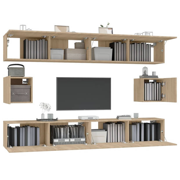 The Living Store Televisiemeubelset - Sonoma eiken - 4x 100x30x30cm - 2x 30.5x30x30cm