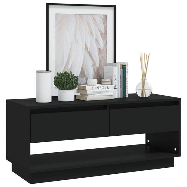 The Living Store TV Meubel - Zwarte Spaanplaat - 102 x 41 x 44 cm - Met 2 lades