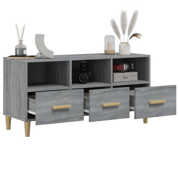 The Living Store TV-meubel - Moderne Media - 102 x 36 x 50 cm - Kleur- Grijs Sonoma Eiken