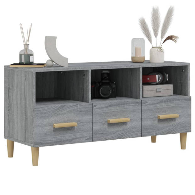 The Living Store TV-meubel - Moderne Media - 102 x 36 x 50 cm - Kleur- Grijs Sonoma Eiken