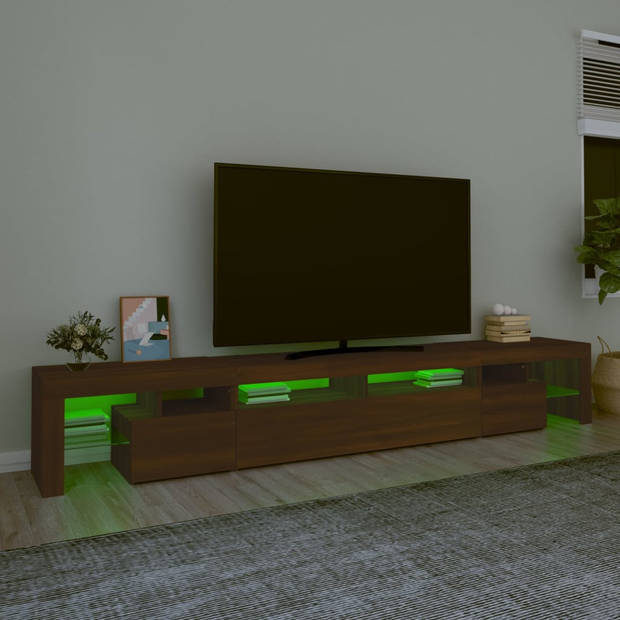 The Living Store TV-meubel naam - Bruineiken - 260 x 36.5 x 40 cm - Met RGB LED-verlichting