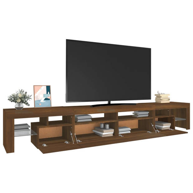 The Living Store TV-meubel naam - Bruineiken - 260 x 36.5 x 40 cm - Met RGB LED-verlichting