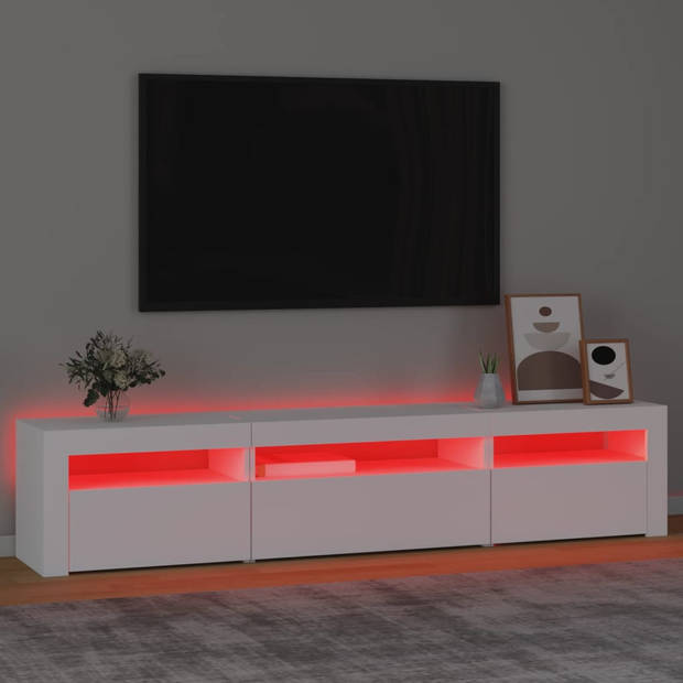 The Living Store TV-meubel LED RGB-verlichting - 195 x 35 x 40 cm - wit - bewerkt hout