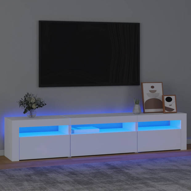 The Living Store TV-meubel LED RGB-verlichting - 195 x 35 x 40 cm - wit - bewerkt hout