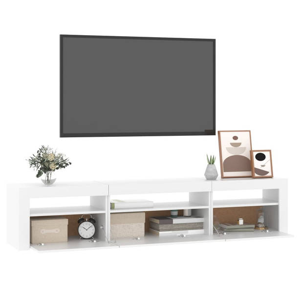 The Living Store TV-meubel LED RGB-verlichting - 195 x 35 x 40 cm - wit - bewerkt hout