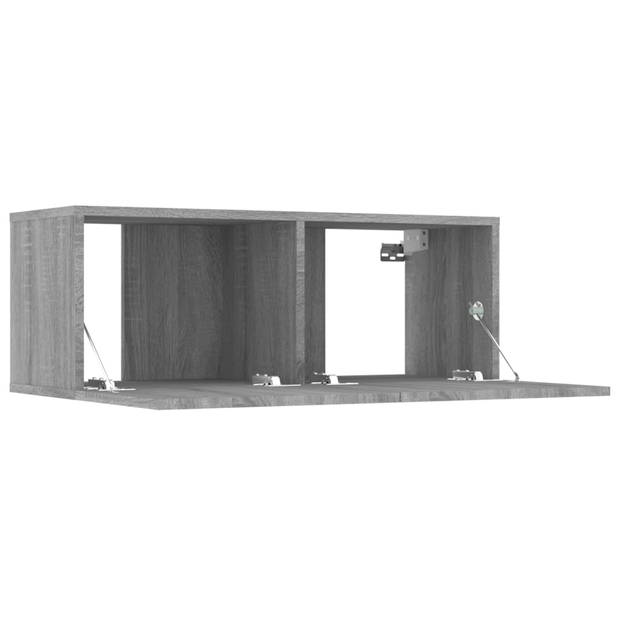 The Living Store TV-meubel - Wandgemonteerd - TV-meubelen - 80 x 30 x 30 cm - Ken- Stevig bewerkt hout - Kleur- Grijs