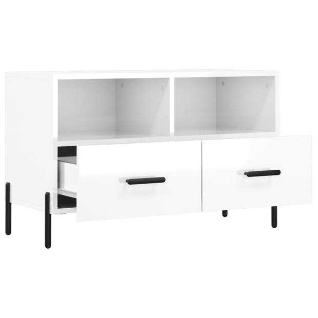 The Living Store Televisiekast TV-meubel - 80 x 36 x 50 cm - Hoogglans wit