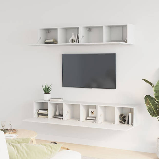 The Living Store TV-Meubelset - 3x 60x30x30cm - 2x 80x30x30cm - Wit