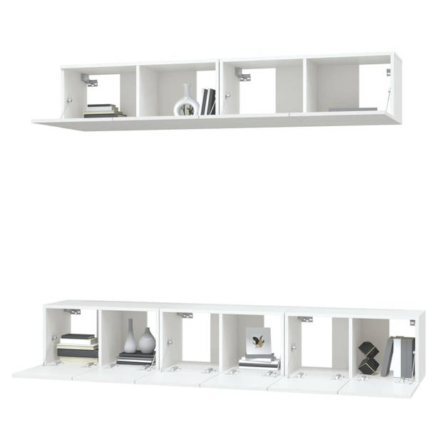 The Living Store TV-Meubelset - 3x 60x30x30cm - 2x 80x30x30cm - Wit