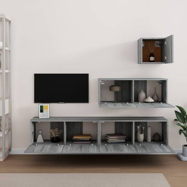 The Living Store Tv-meubelset Sonoma Eiken - Boven- 30.5x30x30cm - Midden- 80x30x30cm - Onder- 80x30x30cm