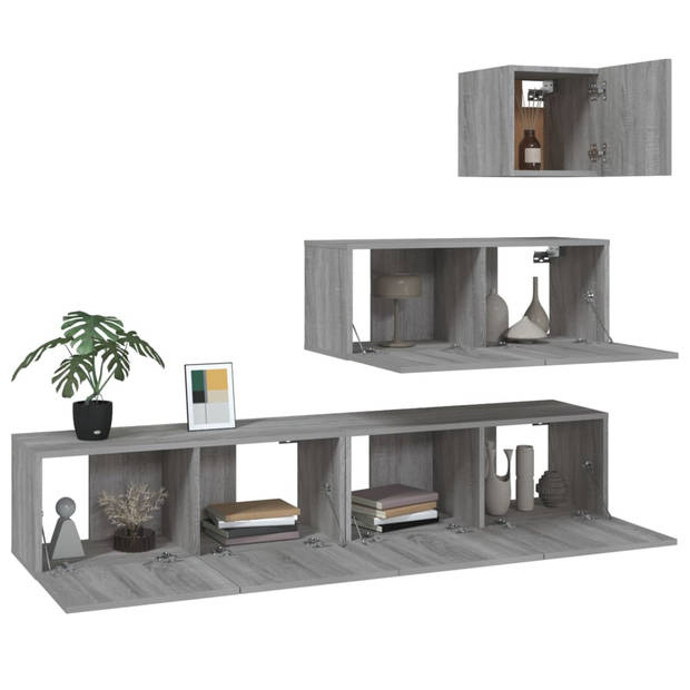 The Living Store Tv-meubelset Sonoma Eiken - Boven- 30.5x30x30cm - Midden- 80x30x30cm - Onder- 80x30x30cm