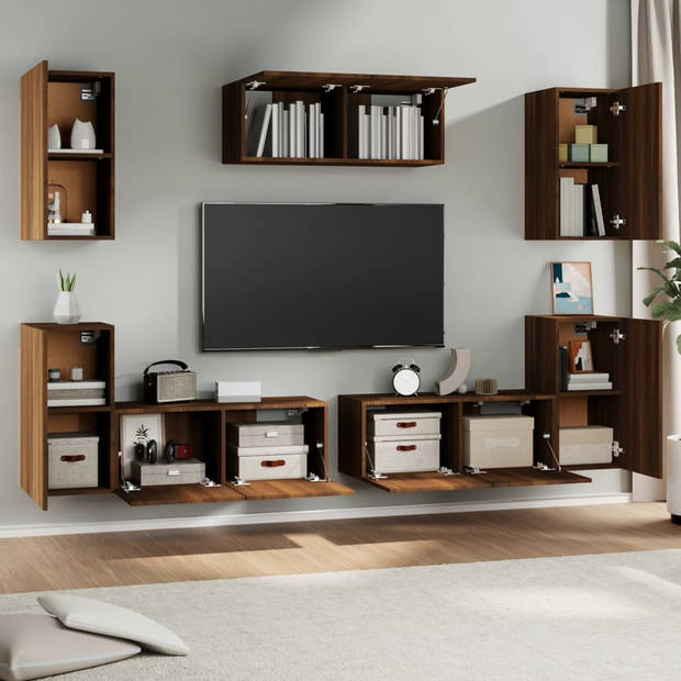 The Living Store TV meubelset - bruineiken - 3x80x30x30cm - 4x30.5x30x60cm