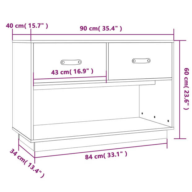 vidaXL Tv-meubel 90x40x60 cm massief grenenhout honingbruin