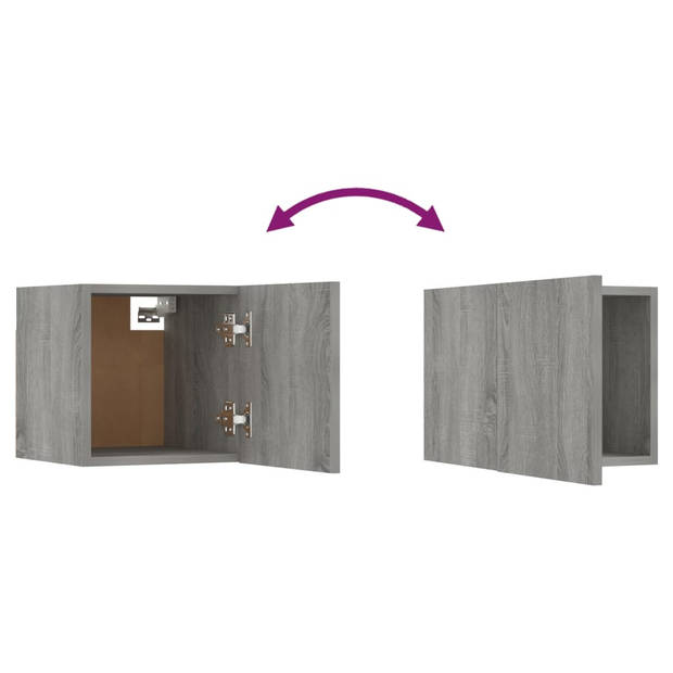The Living Store Wandmeubel - TV-meubel - Grijs Sonoma Eiken - 30.5x30x30cm en 100x30x30cm - Inclusief 4x S en 1x L