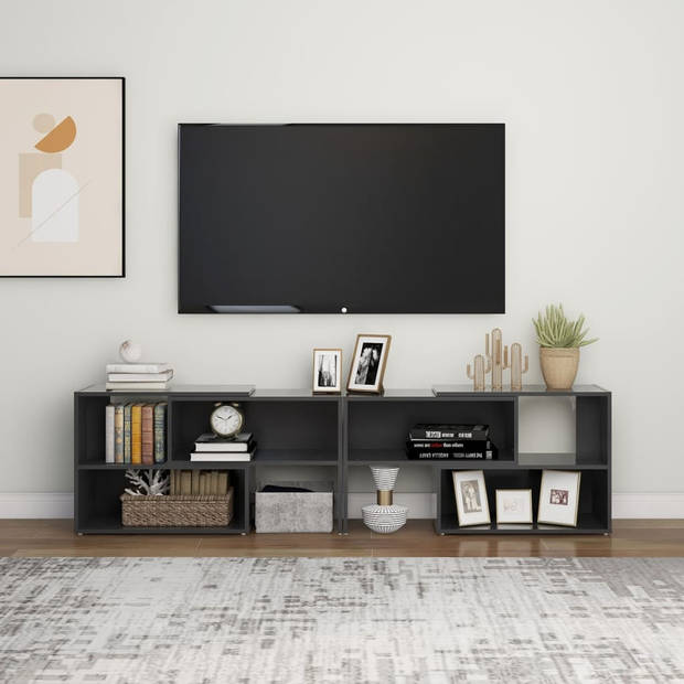 The Living Store Televisiemeubel - grijs - 149 x 30 x 52 cm - uitschuifbaar