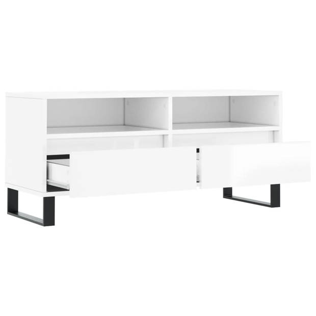 The Living Store TV-meubel Oslo - TV-meubels - 100x34.5x44.5 cm - Hoogglans wit