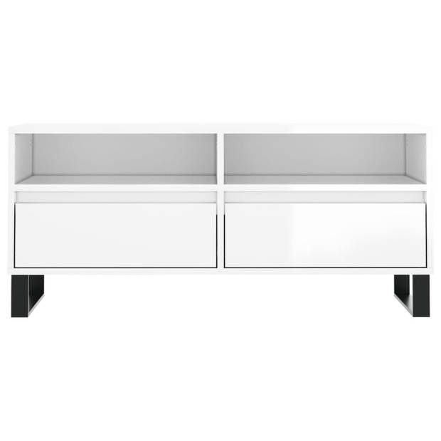 The Living Store TV-meubel Oslo - TV-meubels - 100x34.5x44.5 cm - Hoogglans wit