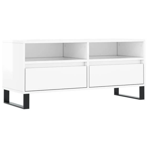 The Living Store TV-meubel Oslo - TV-meubels - 100x34.5x44.5 cm - Hoogglans wit