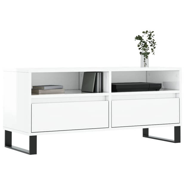 The Living Store TV-meubel Oslo - TV-meubels - 100x34.5x44.5 cm - Hoogglans wit