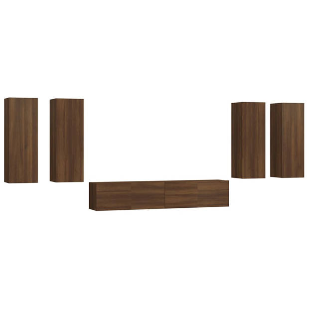 The Living Store TV Meubel Set - Hout - 80x30x30cm - bruineiken