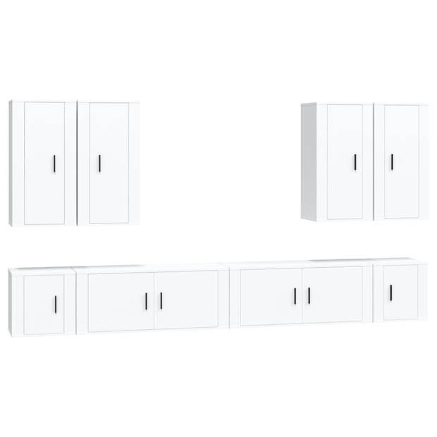 The Living Store TV-Meubel Set - Hout - Wandgemonteerd - Wit - 6 delig - 100x34.5x40 cm - 40x34.5x40 cm - 40x34.5x80 cm